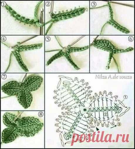 Новая подборочка листочков крючком