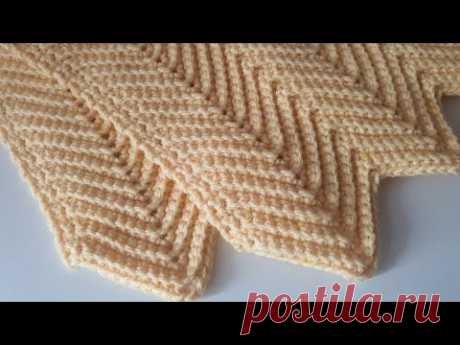 Вяжем плед крючком узором Зигзаг мк. Вязание крючком / Crochet blanket