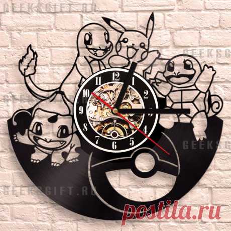 Необычный подарок: Часы из виниловой пластинки - Pokemon