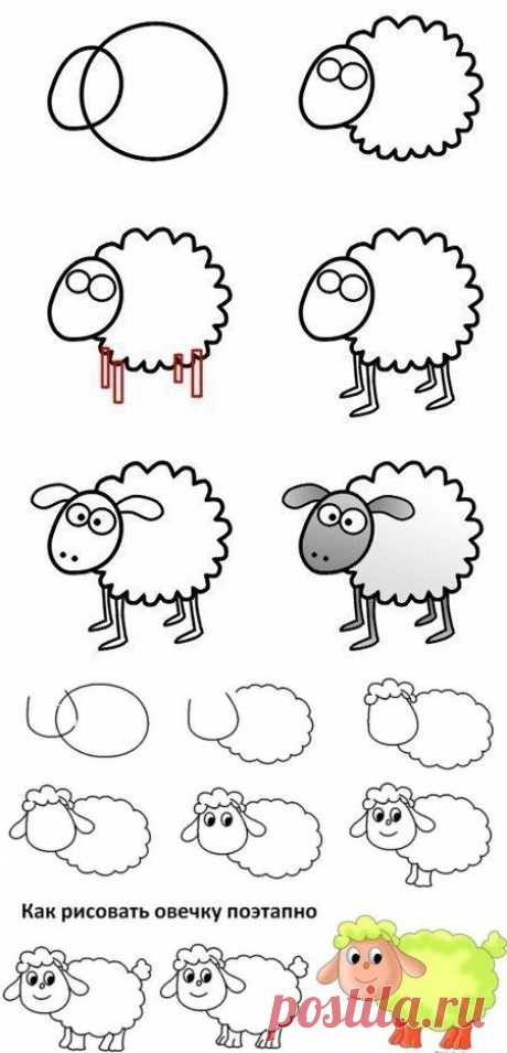 Как нарисовать овечку - Поделки с детьми | Деткиподелки