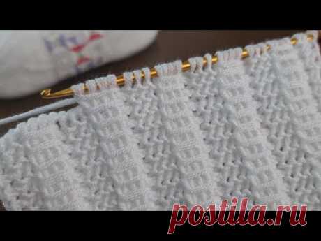 Simple Tunisian Knitting Pattern Baby Blanket - Çok Kolay Tunus İşi Bebek Battaniyesi Örgü Modeli..