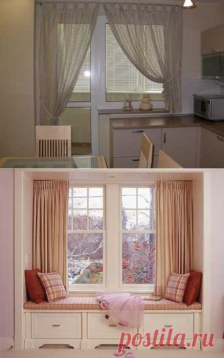 Как оформить окно на кухне