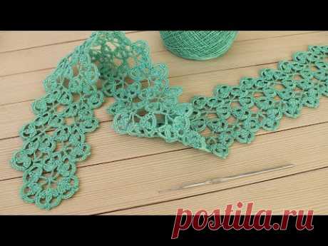 Ажурное ЛЕНТОЧНОЕ КРУЖЕВО вязание крючком МАСТЕР-КЛАСС Crochet ribbon lace tutorial