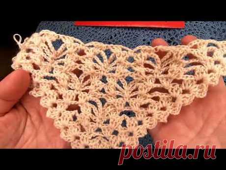 УЗОР для ШАЛИ -Воздушные арочки - вязание КРЮчКОМ , crochet shawl ( шаль №405 )