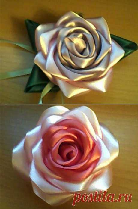 Розы из ленты для оформления букетов из конфет и для украшения подарков.