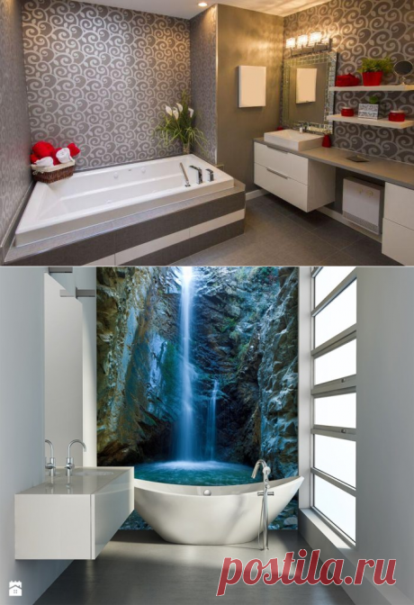Альтернативная отделка, или Обои в ванной комнате как неотъемлемая часть интерьера