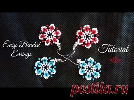 Beaded flower earrings - tutorial