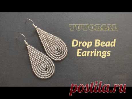 Seed bead earrings tutorial for beginners, drop earrings with double brick stitch