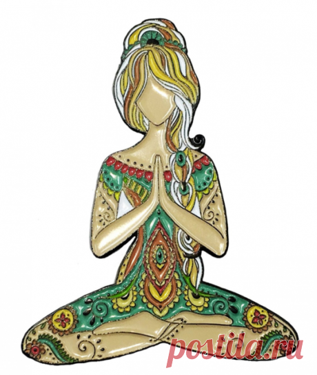 Yoga Girl Ornament Meditation Pose Vector de stock (libre de regalías) 1851813820