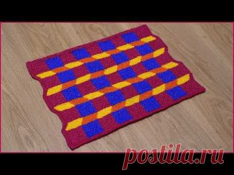 Коврик 3D лентами из полипропиленой пряжи. Rug 3D ribbons made of polypropylene yarn.