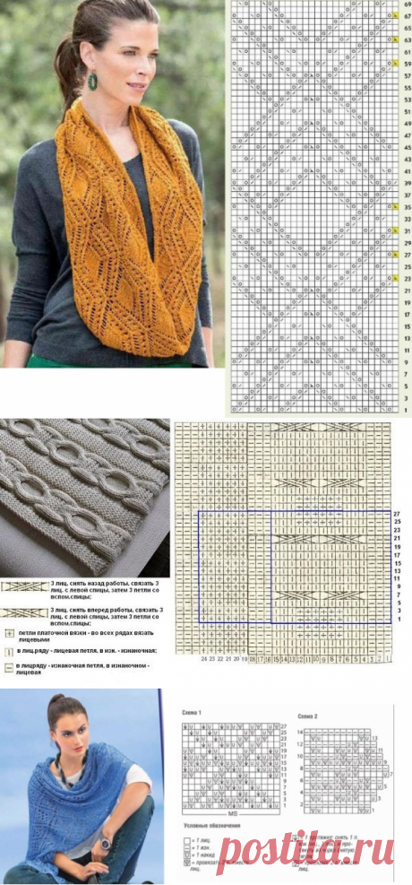 30 необычных узоров для вязания шарфа спицами