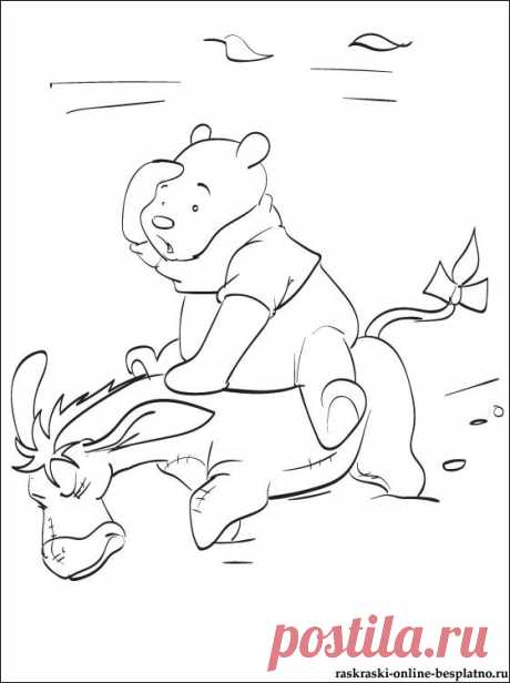 Контурный рисунок Винни-Пух и его друзья | Раскраски для детей