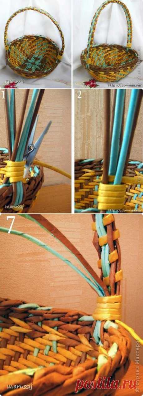 Ручка для корзинки из газет