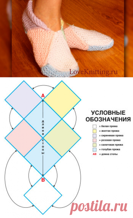 Тапочки из квадратов | Loveknitting.ru