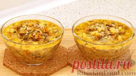 Рецепт: Гречневый суп с грибами и сыром на RussianFood.com