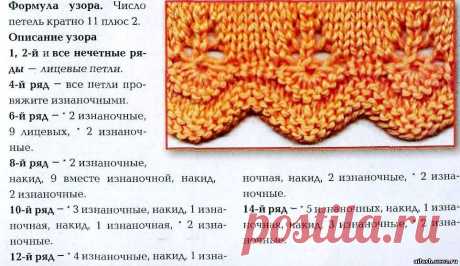 ажурные узоры для вязания спицами с описанием и схемами: 81 тыс изображений найдено в Яндекс.Картинках