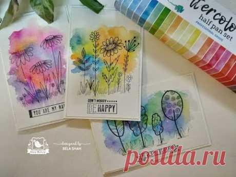 Pretty and Simple Watercolour Doodle Cards