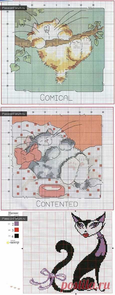 Коты и кошки. ЧАСТЬ 1 / Схемы вышивки крестиком / PassionForum - мастер-классы по рукоделию
