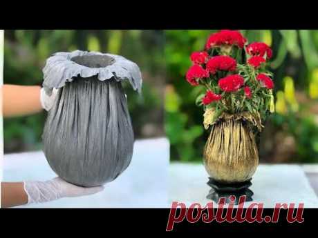 Creative ideas from cement  - How to make beautiful vases from old fabric