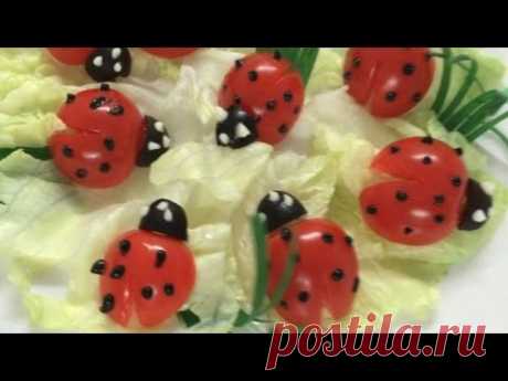 Beautiful ladybug | How to Make Tomato Decoration | By Just For Fun In Fruit And Vegetable Carving