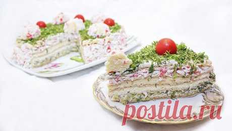 Торт - салат с крабовыми палочками на праздничный стол - Простые рецепты Овкусе.ру