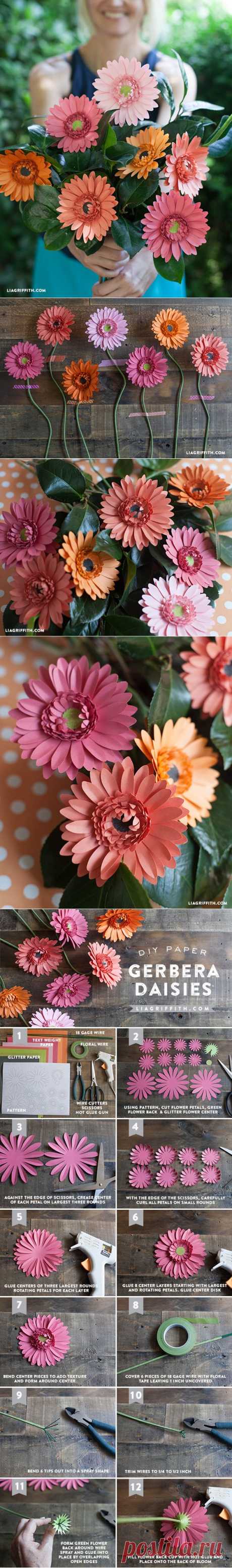 DIY Paper Gerbera Daisies | Lia Griffith