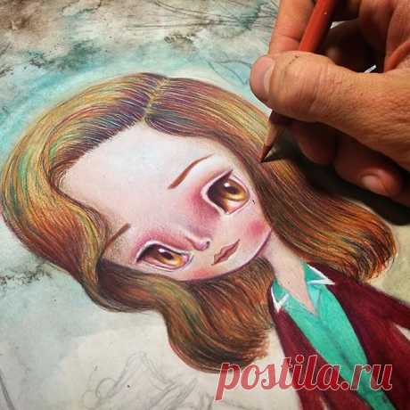 Started a new work for the next group show in Rome ! Stay tuned 🖖🦄 #workinprogress #pencils #pencil #girl #woman #illustration #painting #whimsical #whimsicalart #watercolor #bigeyes #browneyes #artoftheday #art #drawing #cute #pop #tribute #surreal #surrealism #popsurrealism #paolopetrangeli