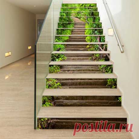 Самоклеящиеся наклейки для лестницы 13 шт., ПВХ обои для лестницы, водостойкие съемные настенные украшения для гостиной | Дом и сад | АлиЭкспресс