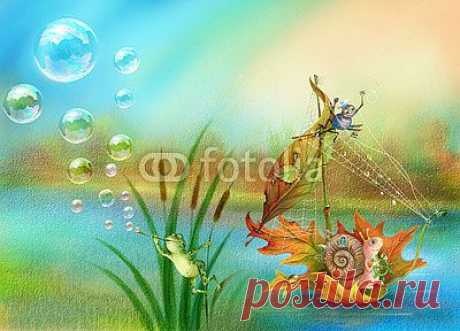 Snail floating on water из Diradu, Роялти-фри стоковое фото #54366066 на Fotolia.ru