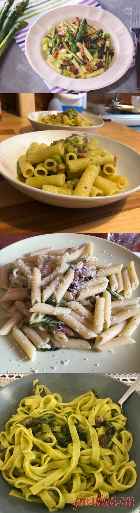 Ricetta Pasta con asparagi e pancetta - La Ricetta di GialloZafferano