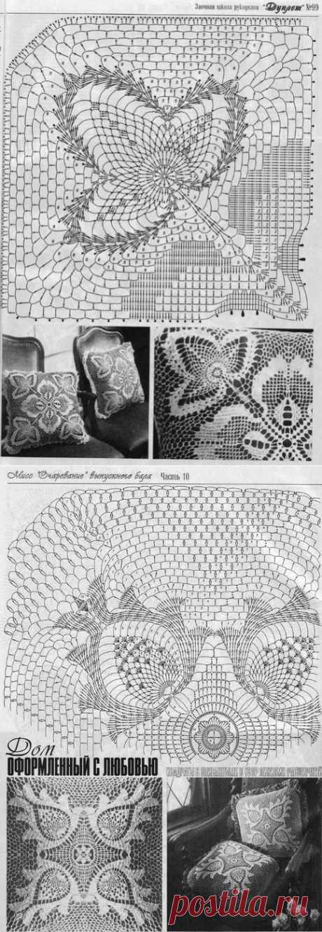 Крючком по схемам нежные подушки
