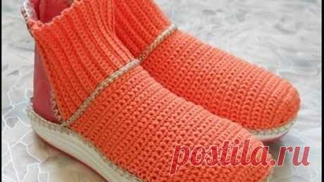 Ботинки Оранж - Crochet shoes - 1 часть - вязание крючком