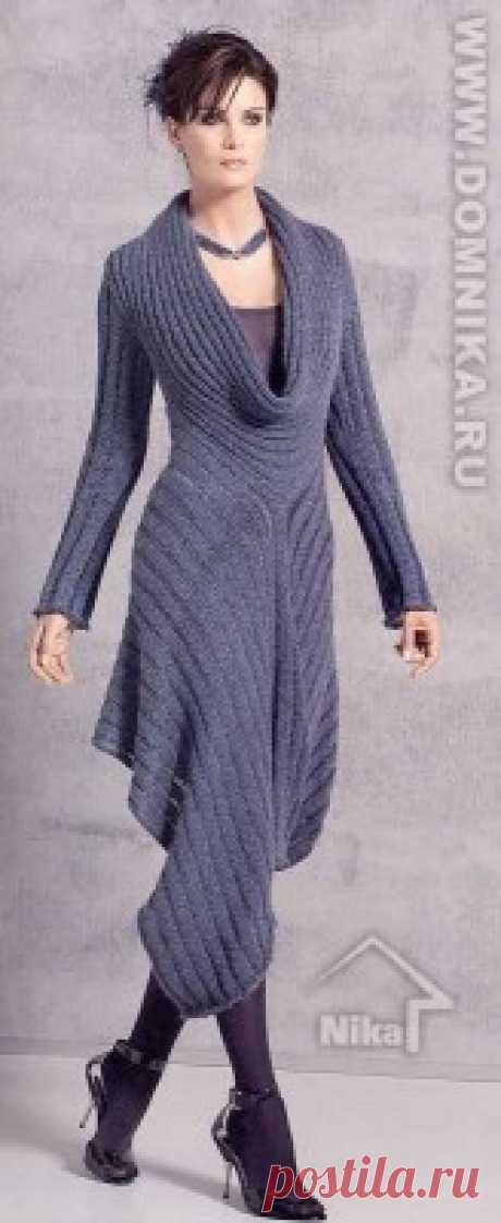 Элегантное вязаное платье спицами