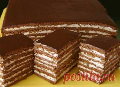 Медово-шоколадный торт с орехами