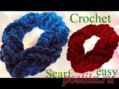 Como tejer una Bufanda a Crochet con una sola tira de argollas gruesas trenzadas - Scarf Crochet