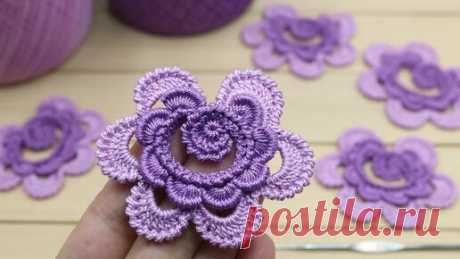 Уроки вязания Литке Татьяны | ЦВЕТОК крючком МАСТЕР-КЛАСС по вязанию мотивов для ирландского кружева crochet flower motifs