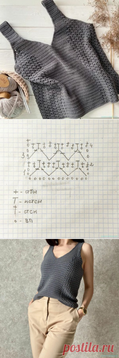 Вяжем майку крючком — Красивое вязание