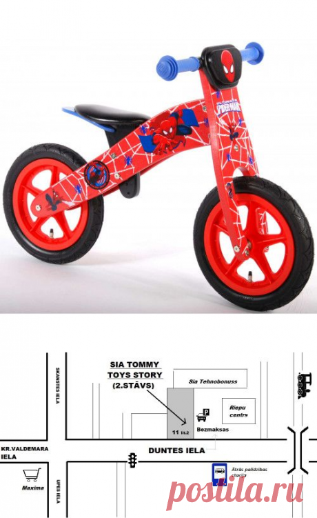 Balansa koka velosipēds 12 collas Spider Man 553 ( 2 + , piepuš.rit., regul.sēdeklis) (Vitrīnas ekz.)