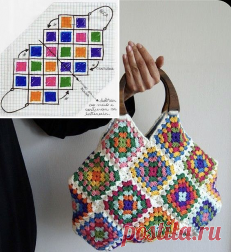 Интересные сумки, связанные с помощью "Бабушкиного квадрата". Идеи и схемы для вязания крючком. | Юлия Жданова | Дзен