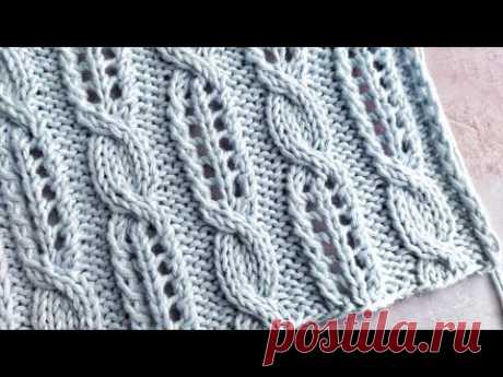 Лёгкий узор с ажурными жгутами для вязания палантина,  пуловера