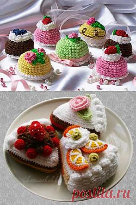 Вязаные пирожные и торты - Вязаные игрушки - Схемы вязания - Авторский проект Натальи Грухиной