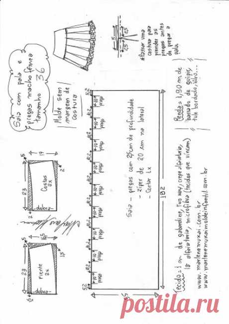 Saia com pala e pregas macho fêmea – Marlene Mukai
