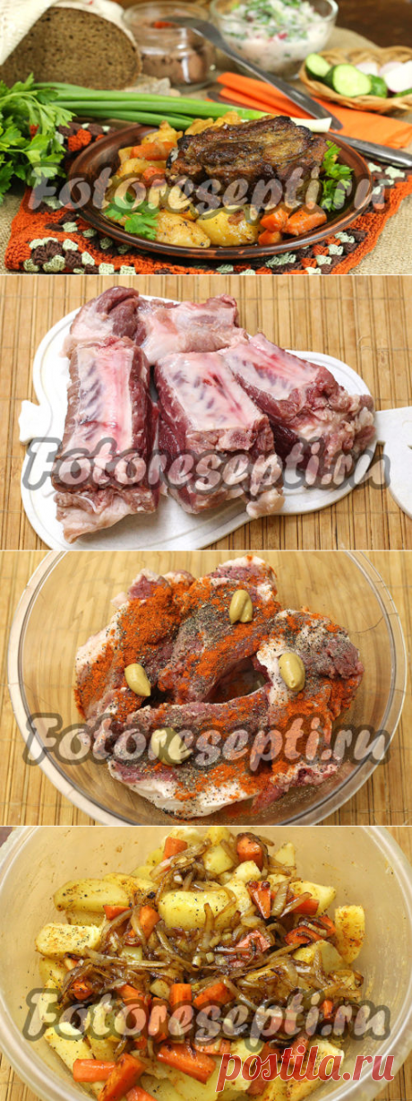 Свиные ребрышки с картошкой в духовке: рецепт с фото