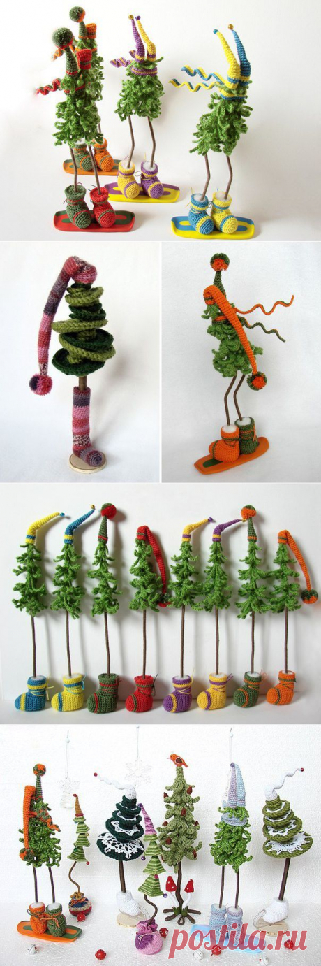 Christmas Craft идеи: смешно и мило крючком рождественские деревья | сделать ручной работы, вязание крючком, ремесло