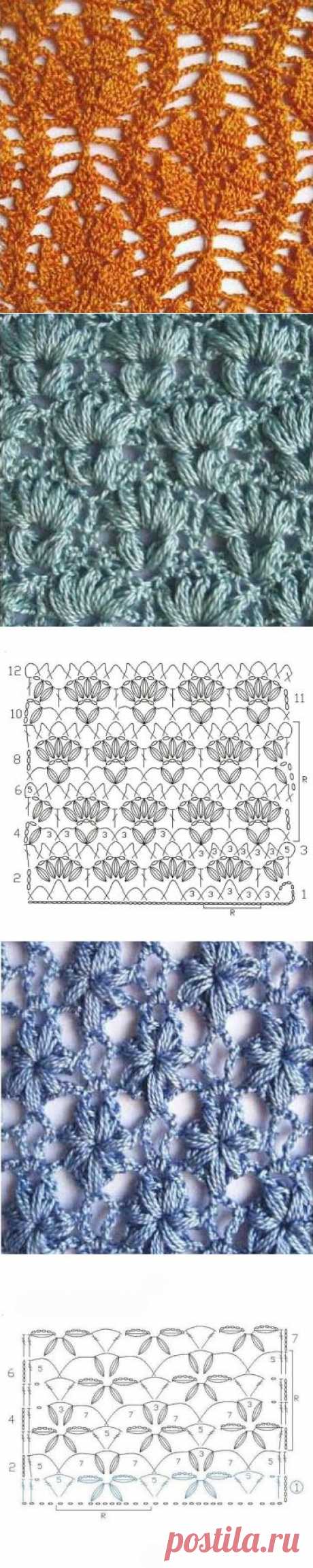 Ажурные узоры крючком.
