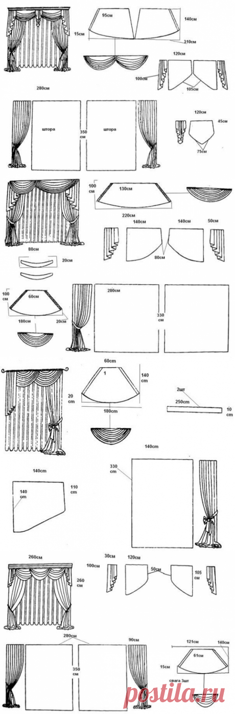 Выкройки штор с ламбрекеном