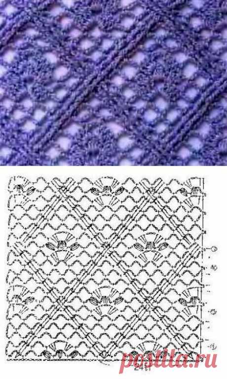 Продолжаю тему ажурных ромбов. Делюсь подборкой из 20 схем для вязания футболок, топов, джемперов, кардиганов, платьев, палантинов. Крючок | Министерство вязальных дел | Дзен