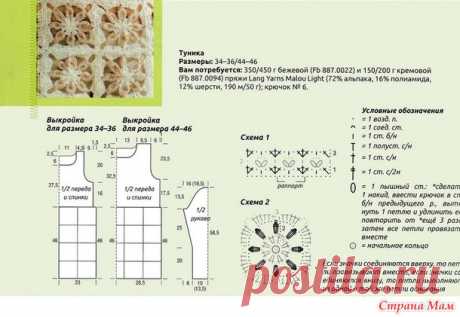 Благородное сочетание. Бежевая туника. - Все в ажуре... (вязание крючком) - Страна Мам