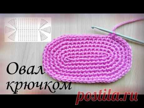 ОВАЛ крючком / Мастер-класс Olga_Knits / Для корзины, коврика, сумки. овал крючком. Если нужен овал длиной 30см и шириной 10см, то из длины вычесть ширину (30-10=20). Нужно набрать цепочку 20см, а не 20 петель!