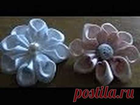 Flor  de junta Passo a Passo - HOW TO MAKE ROLLED RIBBON ROSES- fabric flowers